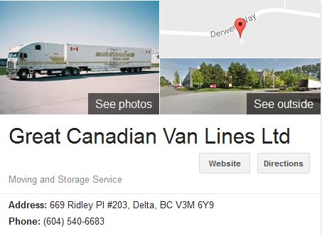 Great Canadian Van Lines - Location