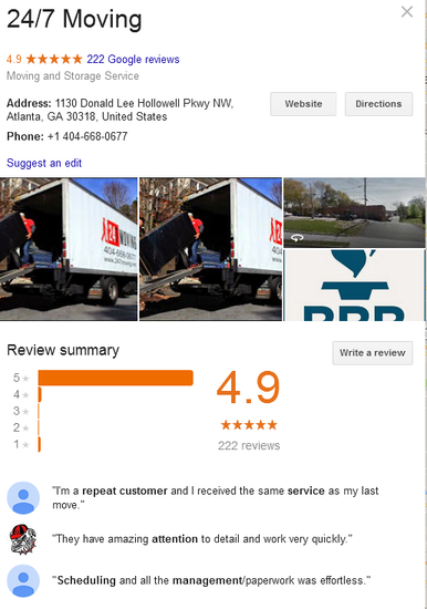 24/7 Moving – Location and reviews