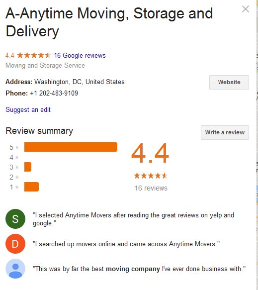 A Anytime Moving and Storage – Location and reviews