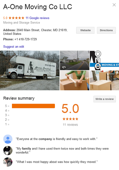 A-One Moving Company – Location