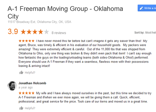 A1 Freeman Moving Group – Moving review
