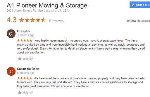A1 Pioneer Moving and Storage – Moving reviews