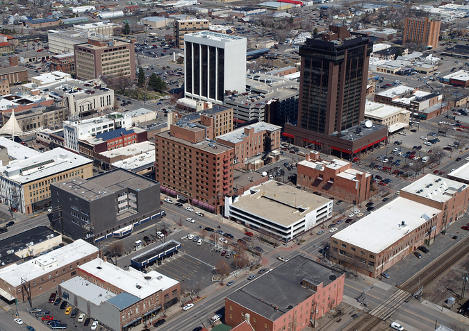 Aerial view of Billings, Montana, rapidly growing city in the region