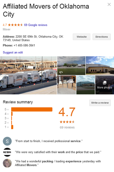Affiliated Movers of Oklahoma City– Location