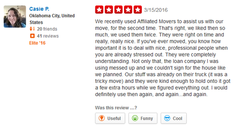 Affiliated Movers of Oklahoma City – Moving review