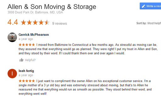 Allen and Son Moving and Storage – Moving reviews
