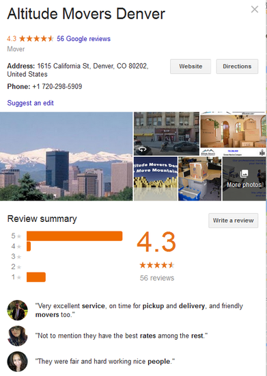Altitude Movers Denver – Location and reviews