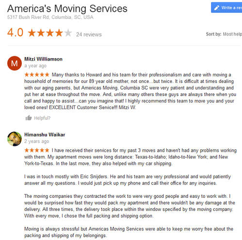 America’s Moving Services – Location