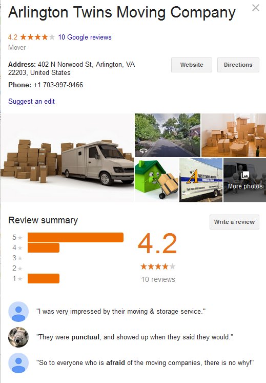 Arlington Twins Moving Company – Location