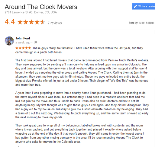 Around the Clock Movers – Moving review