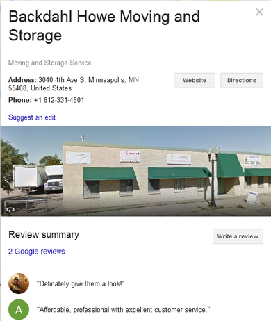 Backdahl Howe Moving and Storage – Location