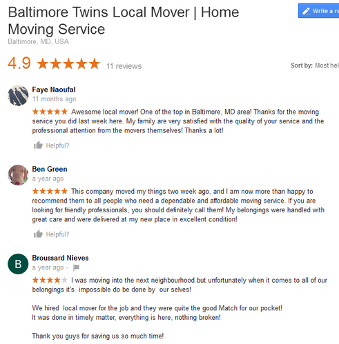 Baltimore Twins Movers – Moving reviews