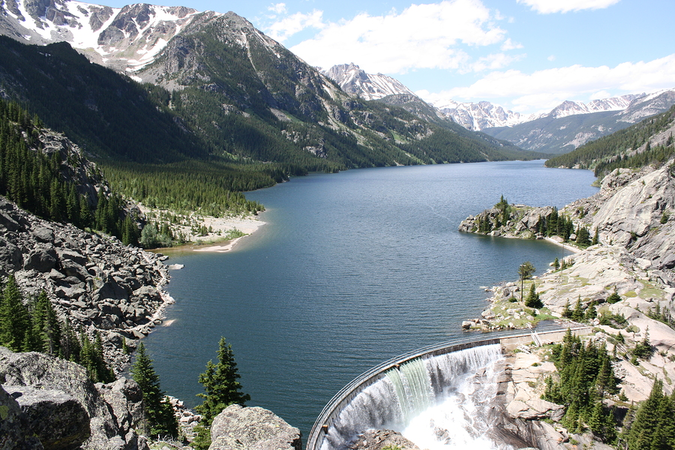 Beautiful Mystic Lake Dam – southwest of Billings, Montana