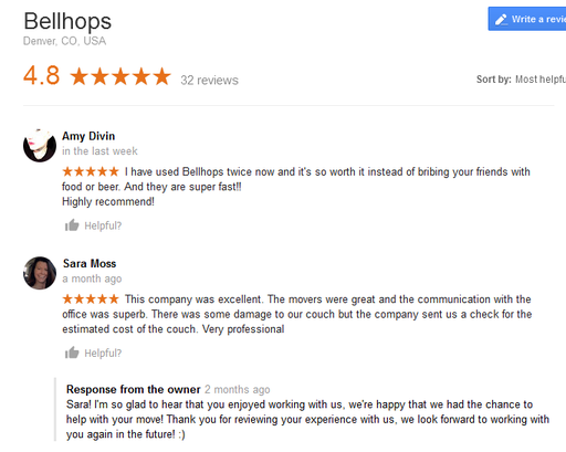 Bellhops Denver – Moving reviews