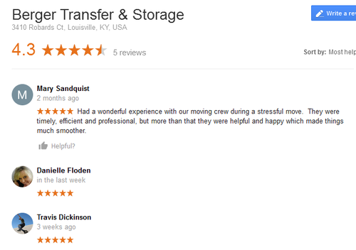 Berger Transfer and Storage – Moving reviews