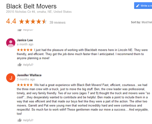 Black Belt Movers - Moving reviews