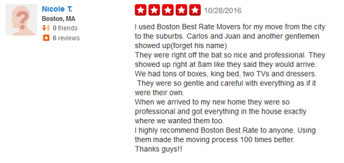 Boston Best Rate Movers - Moving review