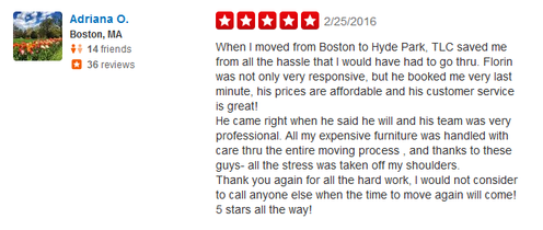 Boston TLC Moving Company - Moving review