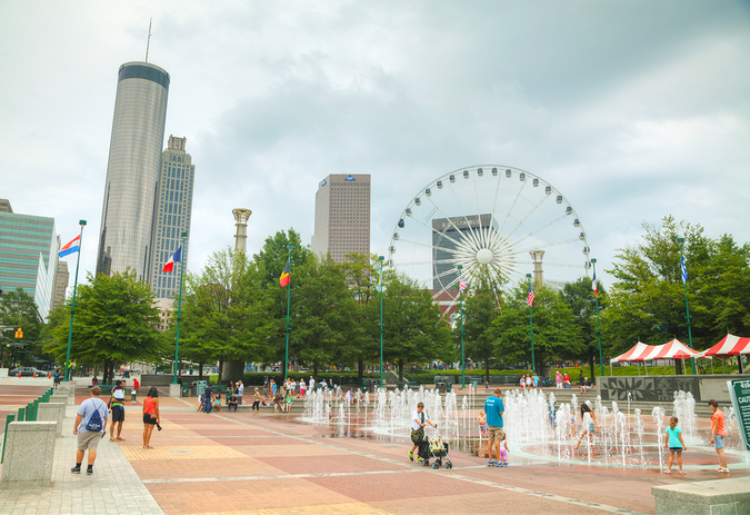 Centennial Park in Atlanta – One of many huge attractions for Atlanta newcomers and residents