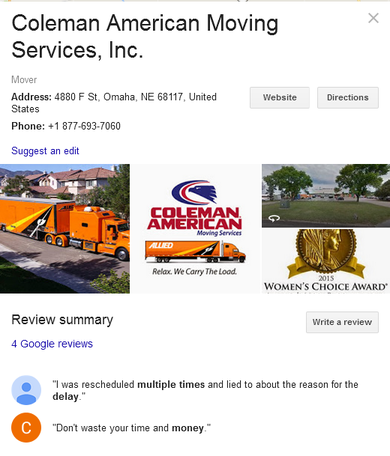 Coleman American Moving Services - Location