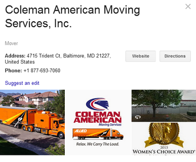 Coleman American Moving Services – Location