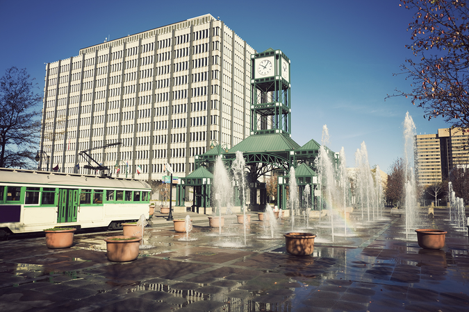 Downtown Memphis – city tramway provides access around the city