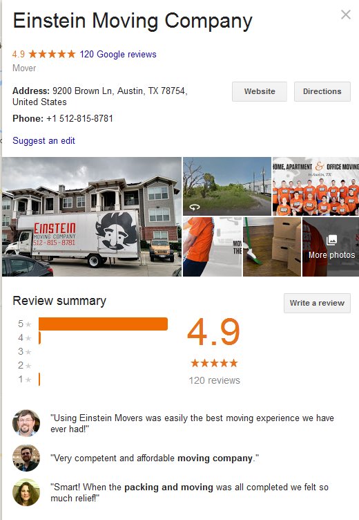 Einstein Moving Company – Location and reviews