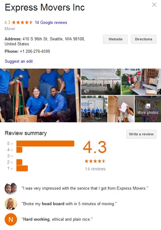 Express Movers – Location and reviews