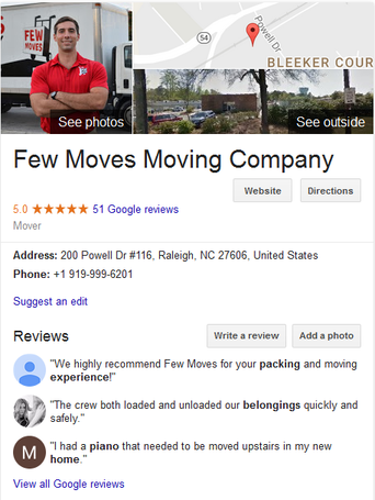 Few Moves Moving Company- Location