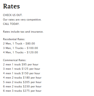 Gentlemen Movers – Moving rates