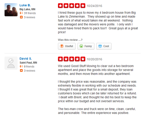 Good Stuff Moving - Moving reviews