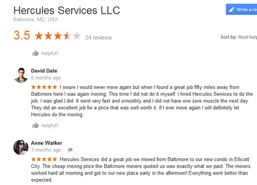Hercules Services – Moving reviews