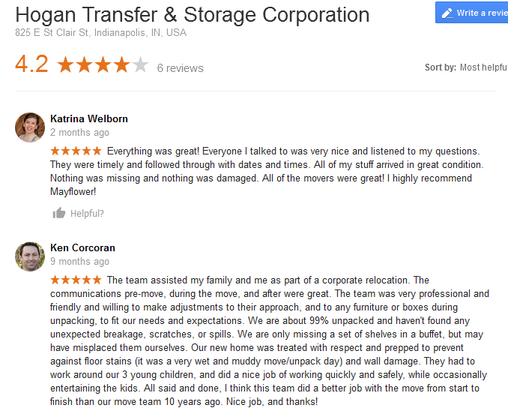 Hogan Transfer and Storage – Moving reviews