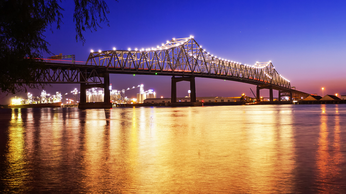 Horace Wilkinson Bridge crossing the Mississippi River in Baton Rouge