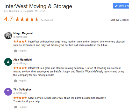 InterWest Moving and Storage - Moving reviews