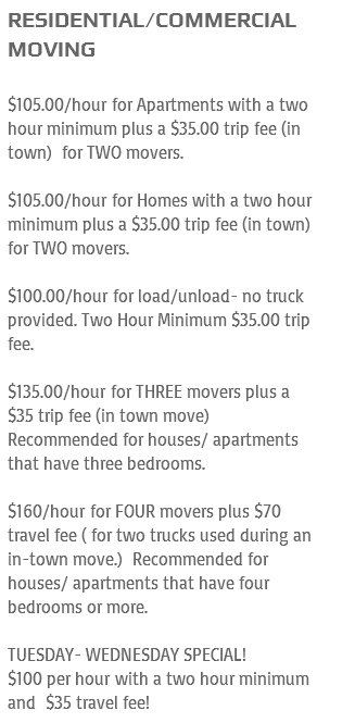 Jackson Moving and Delivery – Moving rates