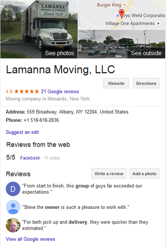 Lamanna Moving LLC – Location