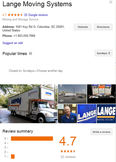 Lange Moving Systems - Location