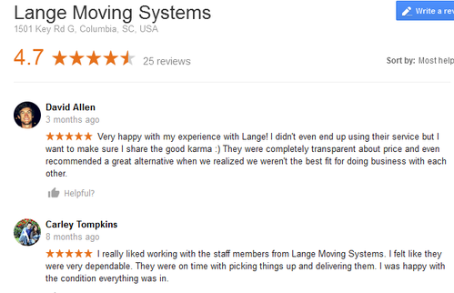 Lange Moving Systems – Moving reviews