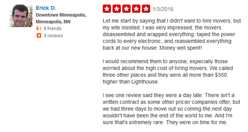 Lighthouse Moving - Moving review