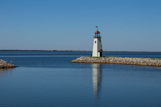 Lighthouse in Lake Hefner – Oklahoma City iconic landmark 