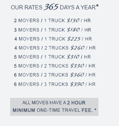 Matts Moving - Moving rates