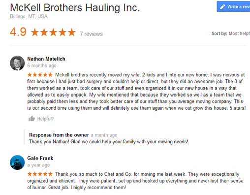 McKell Brothers Hauling - Moving reviews