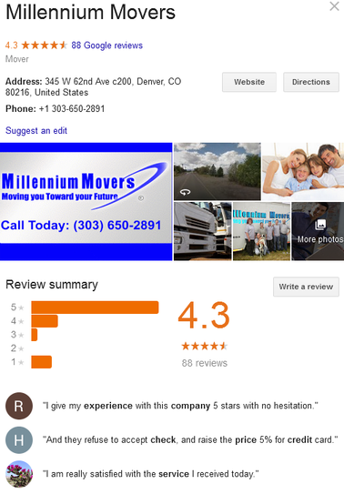 Millennium Movers – Location and reviews