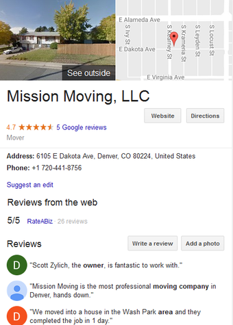 Mission Moving – Location and reviews