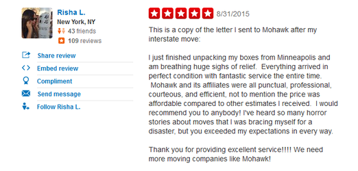 Mohawk Moving and Storage – Moving review