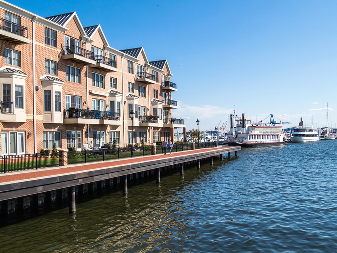 Moving to Baltimore means you can live in beautiful townhomes near the waterfront