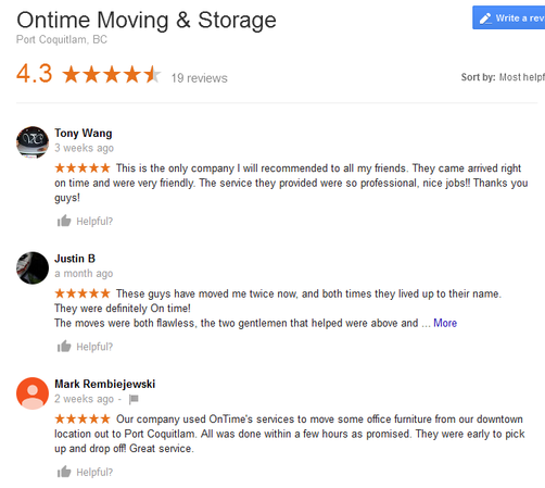 On Time Moving and Storage – Moving reviews