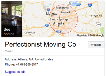 Perfectionist Moving Company – Location