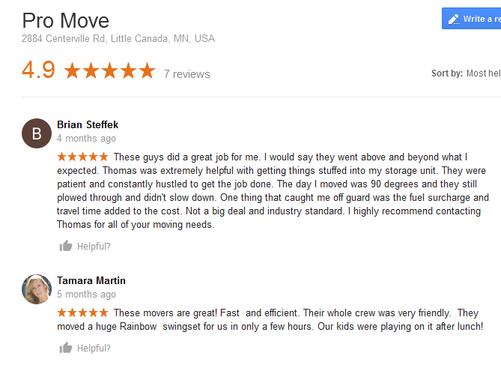 Pro Move – Moving reviews
